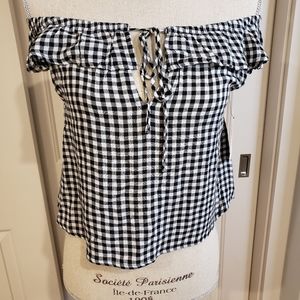 Billabong Gingham Tie Front Blouse